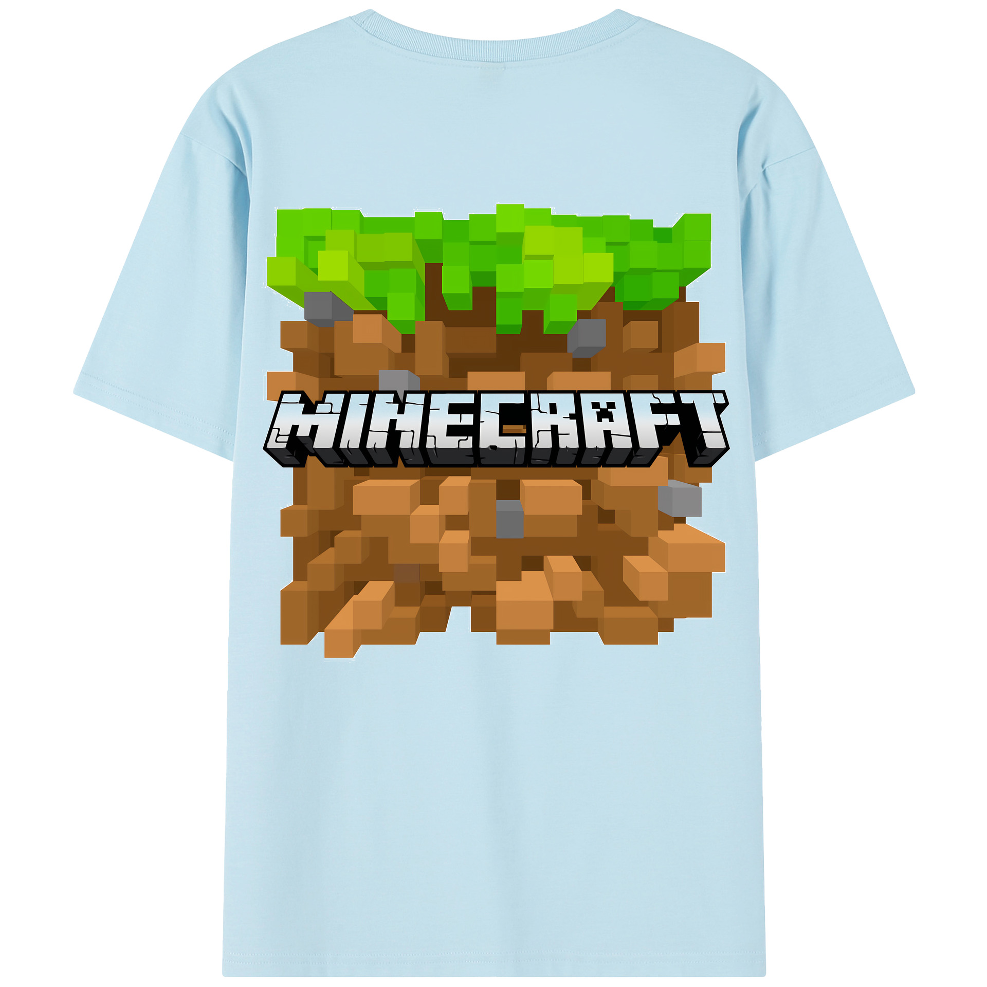 （画像用） マインクラフト ブロックの世界 Minecraft MC Block world 綿100％半袖Tシャツ（背面プリント）